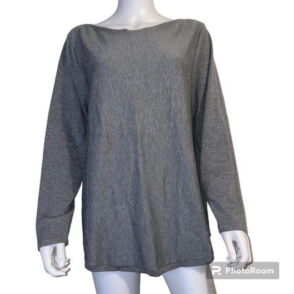 Chicos Long Sleeve Boat Neck Gray Lightweight Pull Over Sweater Size 3 - Picture 1 of 6